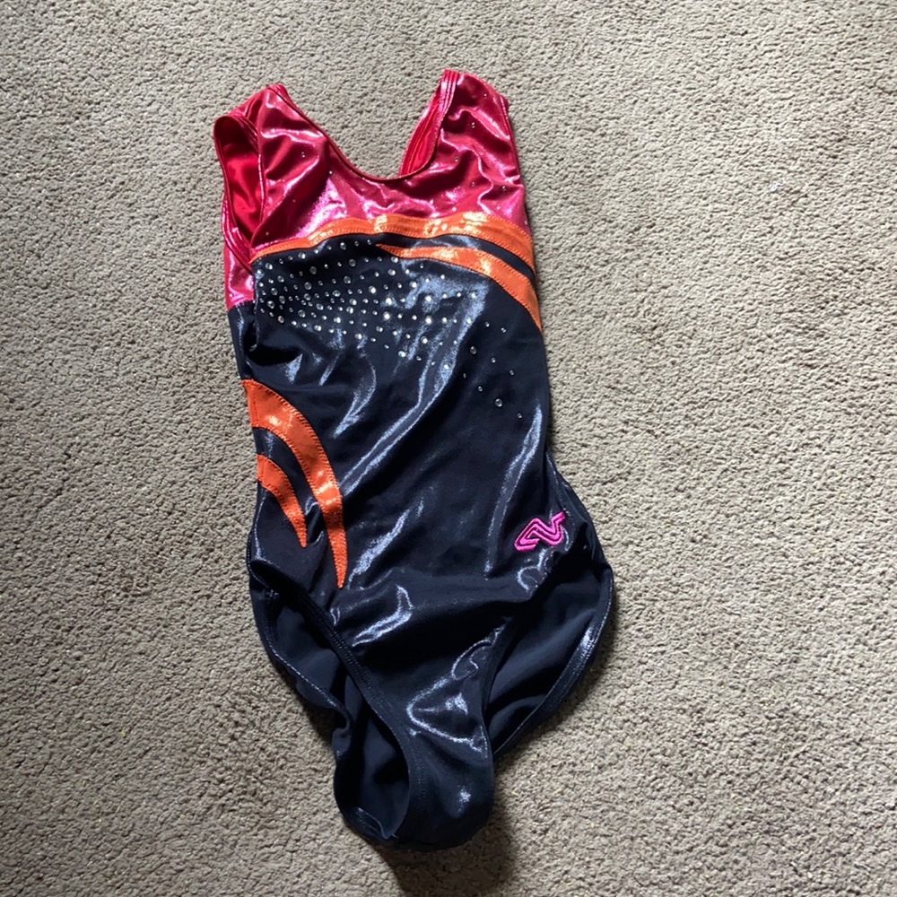 Alpha Factor black orange and pink leotard